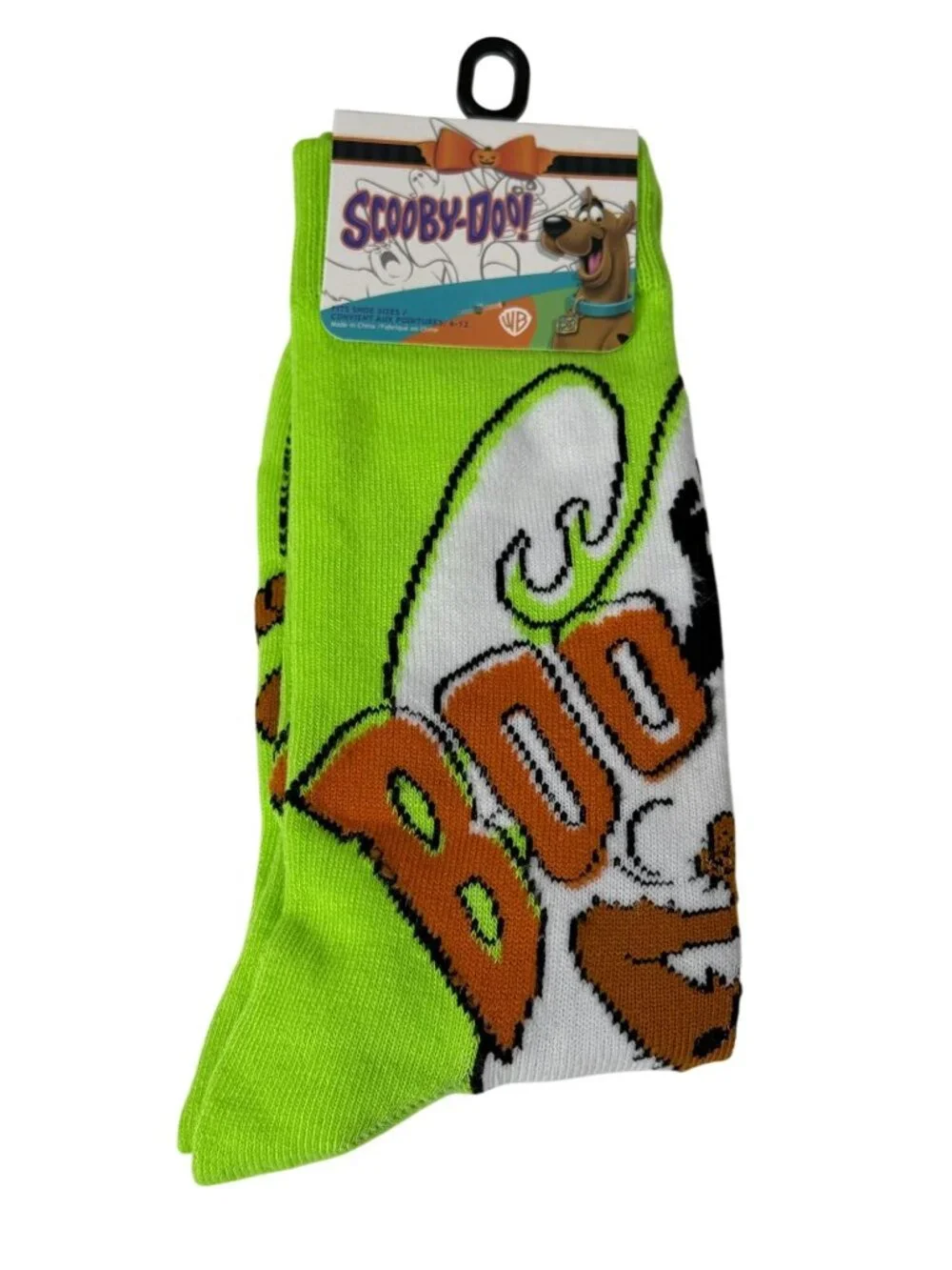 Scooby-Doo Boo Ghost Halloween Green Crew Socks Size 6-12 NWT